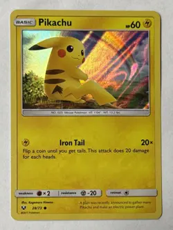 2017 Pokemon TCG Pikachu 28/73 Shining Legends Holo Ungraded - Image 1