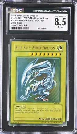 2002 Yu-Gi-Oh! Kaiba Blue-Eyes White Dragon CGC 8.5 NM SDK-001 Misprint FADED - Image 1
