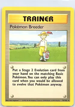 Pokemon Breeder 76/102 Non Holo Base Set - Pokemon Card - LP - Image 1