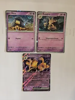 Abra & Kadabra & Alakazam EX Evolutions Cosmos HOLO 3 Card Set Pokemon 151 MINT - Image 1