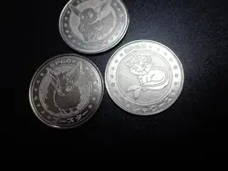 Pokemon Card Meiji Promo Battle Coin Silver x3 Eevee Vaporeon Flareon #5687 PLAY - Image 3