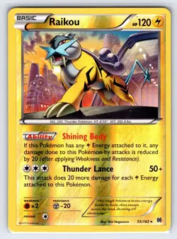 Raikou 55/162 2015 XY Breakthrough Set Pokemon Card Reverse Holo Rare - Vlp - Image 1