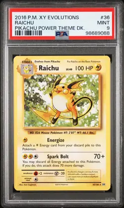 2016 POKEMON XY EVOLUTIONS PIKACHU POWER THEME DECK #36 RAICHU PSA 9 - Image 1