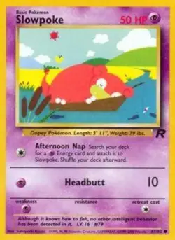 Heavily Played, English Pokemon Regular Slowpoke - 67/82 - Common - Unlimited Ed - Image 1