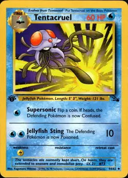 Pokemon 1st Edition Tentacruel Uncommon Fossil 44/62 LP - Image 1