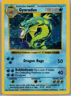 Gyarados 6/102 Holo Base Set (Shadowless) - Pokemon Card - LP - Image 1