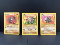 Vintage Fossil Pokemon Card Lot Geodude Graveler Golem 47/62 37/62 36/62 - Image 1