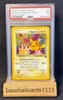 2000 POKEMON PROMO BLACK STAR #24 BIRTHDAY PIKACHU-HOLO PSA 7 P1 - Image 1