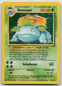 Pokemon TCG Venusaur 15/102 Base Set Holo! MP Condition - Image 1