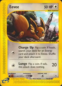 Eevee 75/147 Common Aquapolis Pokemon Card NM/LP - Image 1
