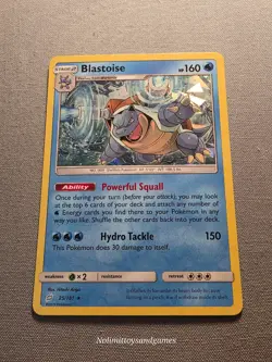 Pokemon Blastoise #25 Rare SM Team Up Cracked Ice Holo Deck Exclusive Promo - Image 1