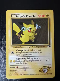 Lt. Surge’s Pikachu 81/132 - Gym Challenge - Unlimited - Pokemon - AUTHENTIC - Image 1