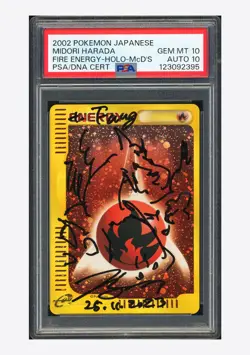 Pokemon PSA 10 AUTO 10 Fire Energy Holo Midori Harada 2002 Mc Donald’s JPN - Image 1