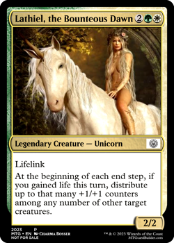 LATHIEL, THE BOUNTEOUS DAWN : MTG altered-art magic card : with Bareback Rider! - Image 1