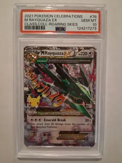 2021 Pokemon Celebrations M Rayquaza EX Holo PSA 10 Gem Mint Card 76/108 - Image 1