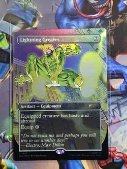 MTG Lightning Greaves R (1987) (Rainbow Foil) Marvel Spider-Man Secret Lair Drop - Image 1