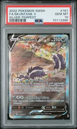 2022 - PSA 10 Pokemon TCG Skuntank V ALT ART Silver Tempest 181/195 Holo Rare - Image 1