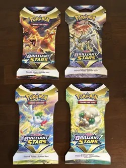 Pokemon Tcg Brilliant Stars Booster Pack Set Of 4 Full Art Collection! - Image 1