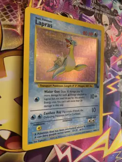 Pokemon TCG Fossil Set Lapras Holo Rare 10/62 Pokemon Card MP - Image 2