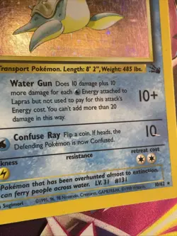 Pokemon TCG Fossil Set Lapras Holo Rare 10/62 Pokemon Card MP - Image 3