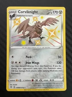 Pokemon TCG Corviknight Shining Fates SV089/SV122 Holo Shiny Holo Rare NM - Image 1