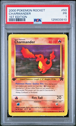 PSA 1 1ST EDITION 2000 Pokemon Team Rocket Charmander 50/82 Non Holo Rare WOTC - Image 1