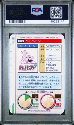 1996 POKEMON JPN BANDAI CARDDASS VENDING #89 MUK PSA 9 - Image 2