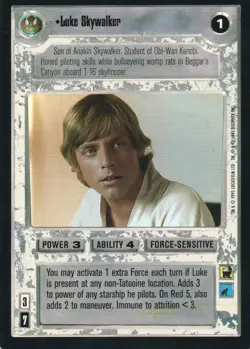 Star Wars Luke Skywalker Decipher CCG Premiere Limited BB Card - Image 1