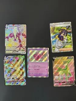 Random Damaged 5 Card Pokemon Lot: Leafeon, Tinkatink, Toxtricity, Virizion, etc - Image 1