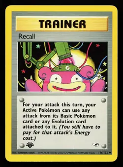 Recall 116/132 1st Edition Gym Heroes Pokemon Card - Image 1