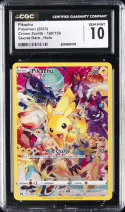 2023 POKEMON SWORD & SHIELD CROWN ZENITH #160 FULL ART/PIKACHU CGC 10 GEM MINT - Image 1