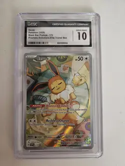 Pokemon Center ETB Stamped Promo Eevee 173 Prismatic Evoutions CGC 10 black star - Image 1