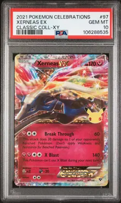 2021 POKEMON CELEBRATIONS CLASSIC COLLECTION #97 XERNEAS EX PSA 10 - Image 1
