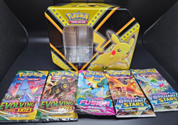 Costco 4 Tin SEALED Set Pikachu Eevee Tyranitar Eternatus V Strikers / V Powers - Image 3
