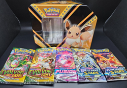 Costco 4 Tin SEALED Set Pikachu Eevee Tyranitar Eternatus V Strikers / V Powers - Image 4