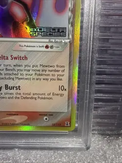 2005 POKEMON EX DELTA SPECIES #12 MEWTWO-REVERSE FOIL PSA 8 (ERROR LANGUAGE) - Image 4