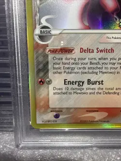2005 POKEMON EX DELTA SPECIES #12 MEWTWO-REVERSE FOIL PSA 8 (ERROR LANGUAGE) - Image 5