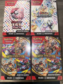 Lot Of 4 Pokemon Booster Bundles ; Mega Evolution, 151, Prismatic Evolution - Image 1