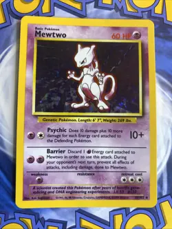 Pokemon TCG - Mewtwo 10/102 Rare Holo - Base Set Unlimited - LP - WotC 1999 - Image 1
