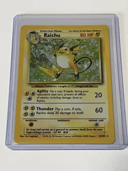 Raichu 14/102 Pokemon TCG 1999 Base Set Unlimited Holo Rare Vintage NM - Image 1
