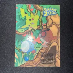 RARE Pokemon The Movie 2000 Topps Card #6 Pikachu, Hoothoot, Marill - Image 1