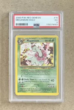 2000 Pokemon Neo Genesis Meganium Holo Card #10 PSA 5 - Image 1