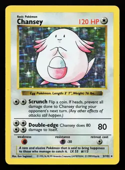 Chansey 3/102 Holo Rare Base Set (Shadowless) Pokemon Card - Image 1