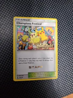 STAFF Pokemon Champions Festival SM148 Black Star Promo Card Pokemon Worlds 2018 - Image 1