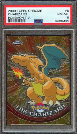 Charizard 2000 Topps Chrome Pokemon Card #6 PSA 8 - Image 1
