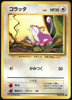 RATTATA NO. 019 BASE SET POKEMON JAPANESE COMMON 1996 NEAR MINT - Image 2