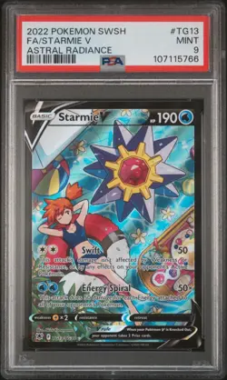 2022 POKEMON SWORD & SHIELD ASTRAL RADIANCE #TG13 FULL ART/STARMIE V PSA 9 - Image 1