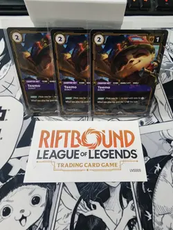 Riftbound League of Legends TCG Teemo Promo Cards x3+sticker 197/298 English NM - Image 1