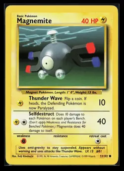 Magnemite 53/102 Common Base Set Pokemon Card - Image 1