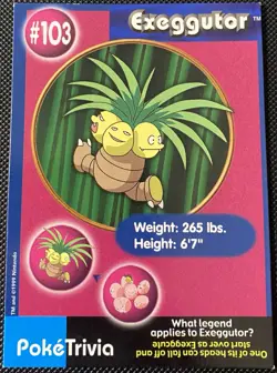 Exeggutor #103 Poketrivia Burger King Pokemon Card - Image 1